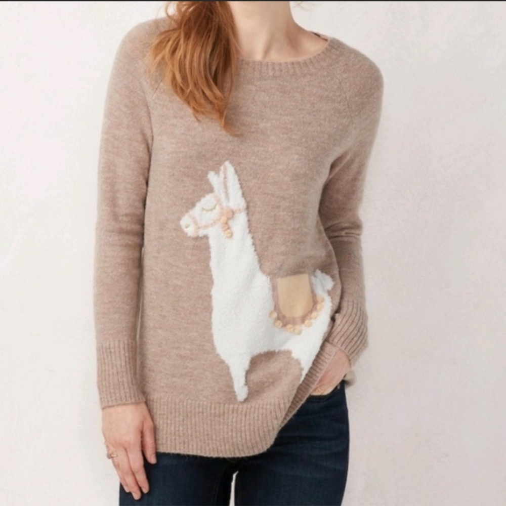 Lauren Conrad Llama Sweater, XS, Dusty Rose